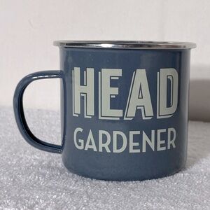 5/$25 The Gifted Gardener Grey Enamel Head Gardener Camper Style Mug